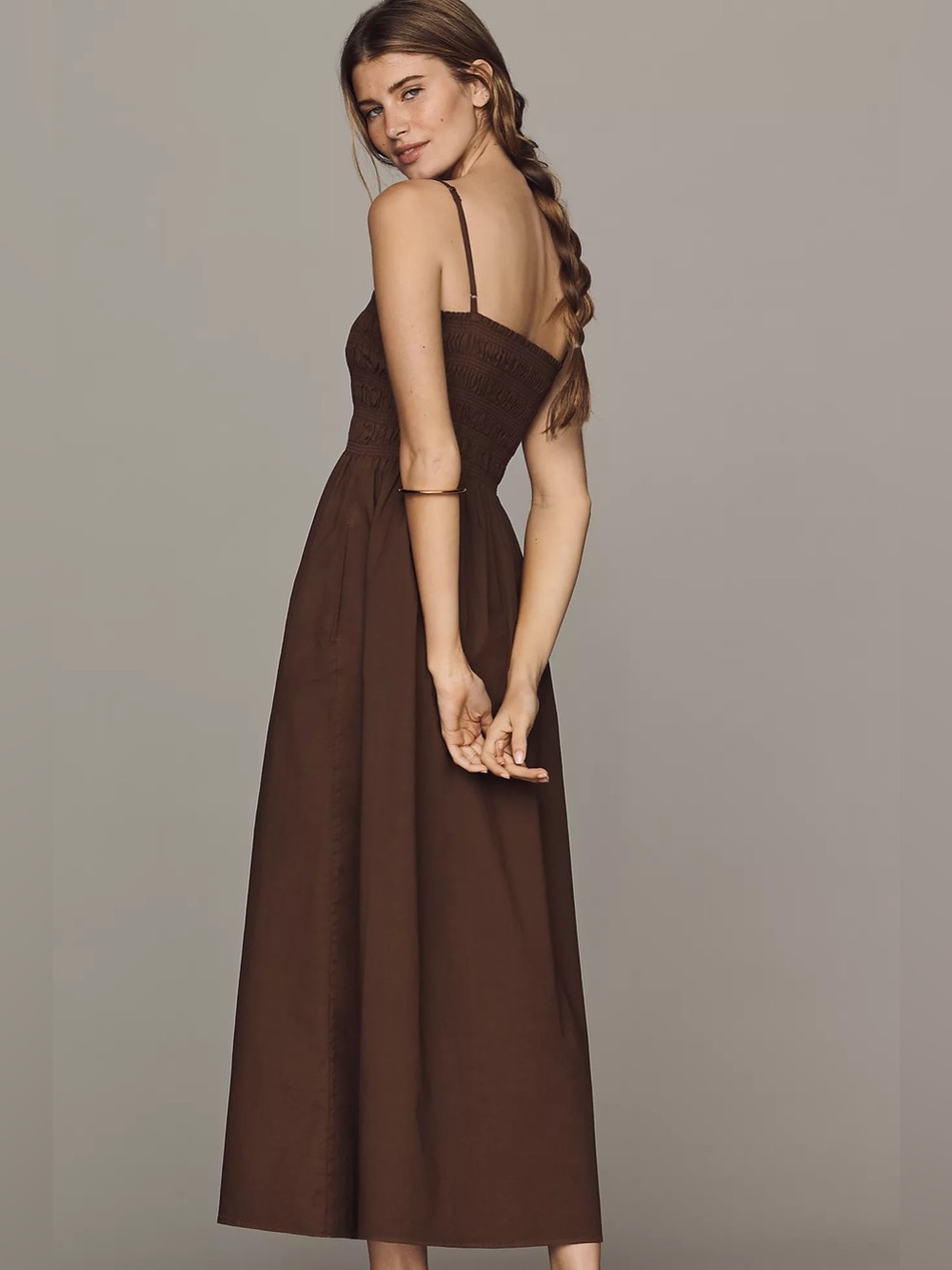 Anthropologie Pistola Bianca Sleeveless A-Line Maxi Dress smocked pockets boho - Picture 7 of 13